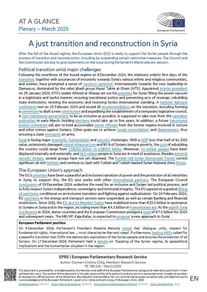 The EU document below clearly exposes the following points about the EU’s complicity in the crime of establishing yet another criminal Jihadist Islamic government on the planet:

* The EU is fully aware that the HTS is a “rebel jihadi group” (and heavily backed &amp; staffed by
