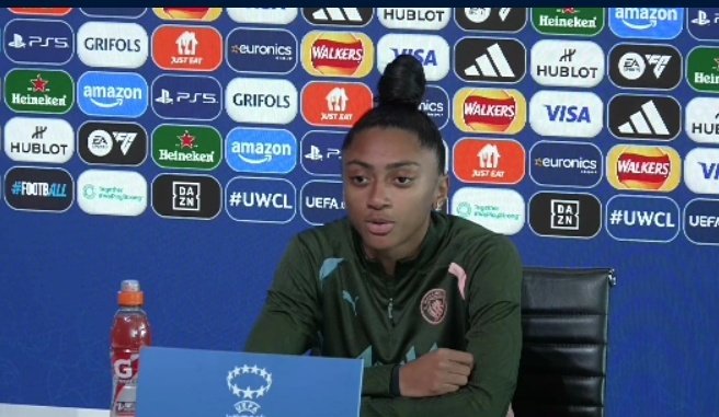AsifBurhan's tweet photo. "It's kind of like a dream" Kerolin speaking ahead of her first-ever @UWCL match tomorrow against Chelsea adding that it has not easy for her to come into the team in the middle of the season. #MNCCHE https://t.co/CAScNLyKTq