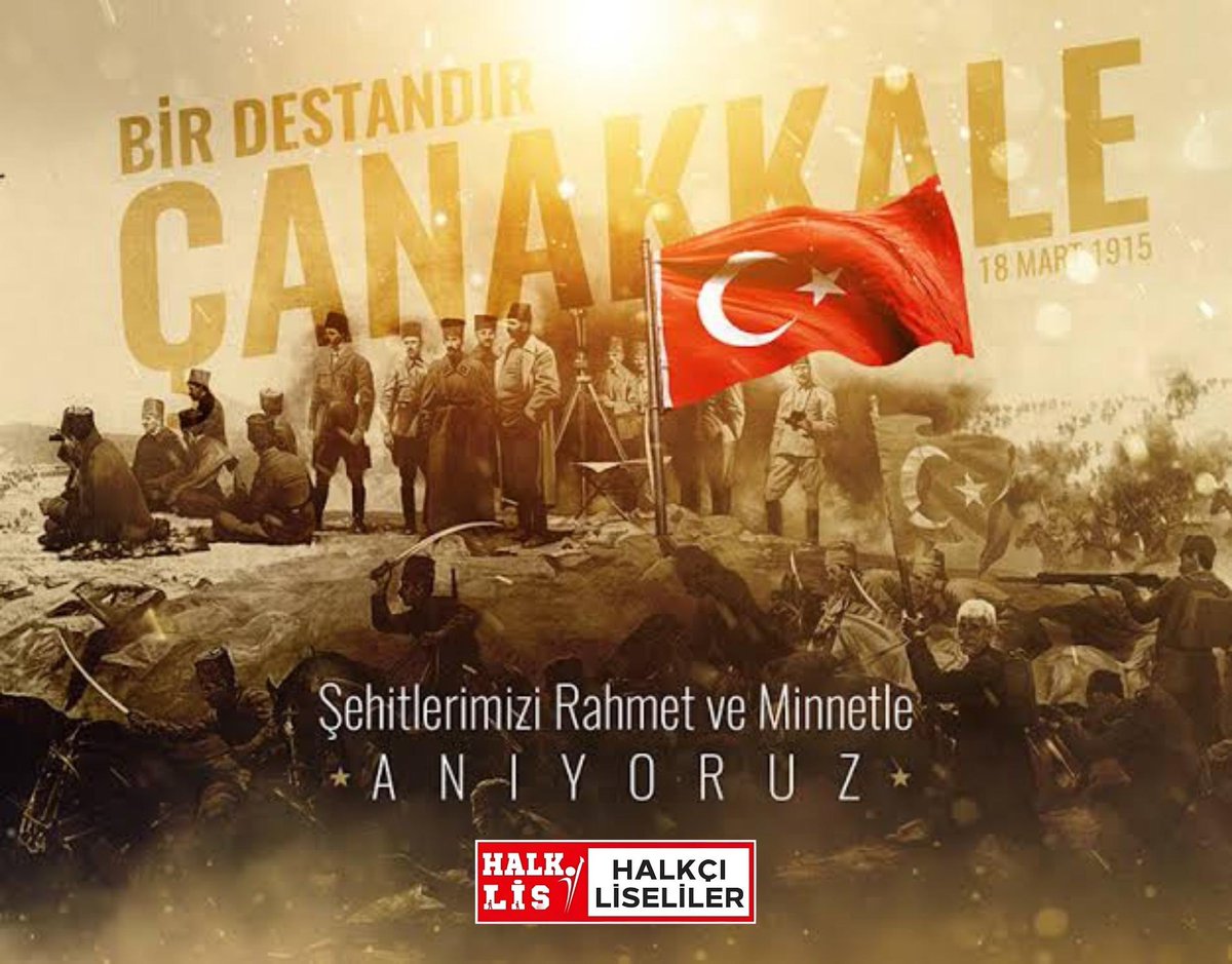 halklisgm's tweet photo. 18 Mart Çanakkale Zaferi

Çanakkale, geçilmez, yazıldı destan,
Mehmetçik vuruldu, düşmedi yatan.
Toprak kanla sulandı, şafak kızardı,
Bir millet burada yeniden doğardı.

Düşman gemileri geldi akın akın,
Sanmışlardı bu millet yıkılır, yakın.
Ama bilmediler, anlamadılar,
Bu toprak uğruna can adadılar.

Kimi veda etti yarine, ana,
Kimi döndü şehit, kimi gazi sana.
Bir avuç gençle koca ordulara,
Direndi vatan, geçit vermedi sana.

Anafartalar’da, Conkbayırı’nda,
Her taşın altında, her karışında,
Bir kahraman yatar sessiz sedasız,
Düşman bile der ki: "Ne şanlı, ne aziz!"

Çanakkale geçilmez, bunu yaz tarihe,
Mehmetçik yeminli vatan namus diye.
Bu zafer, bu destan sonsuza kadar,
Bir hilal uğruna, can verenler var!

Şehitlerimizi rahmet ve minnetle anıyoruz…