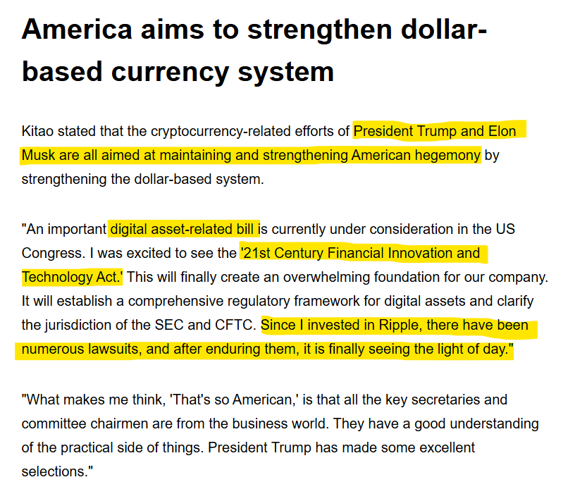 They tried to stop $XRP. THEY FAILED🚨

Yoshitaka Kitao, Chairman &amp; CEO of SBI Holdings, just made it clear. Ripple is emerging stronger than ever.

Speaking at FIN/SUM’s Core Week, he backed a new digital asset bill that could reshape U.S. crypto regulation. 

After years of