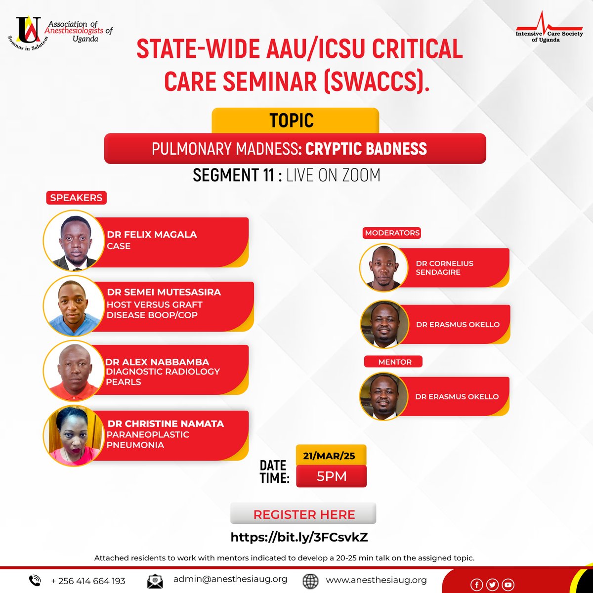 The SWACCS discussions are now in their eleventh segment. Join our upcoming Critical Care Seminar this Friday by registering below. ⏬
 bit.ly/3FCsvkZ