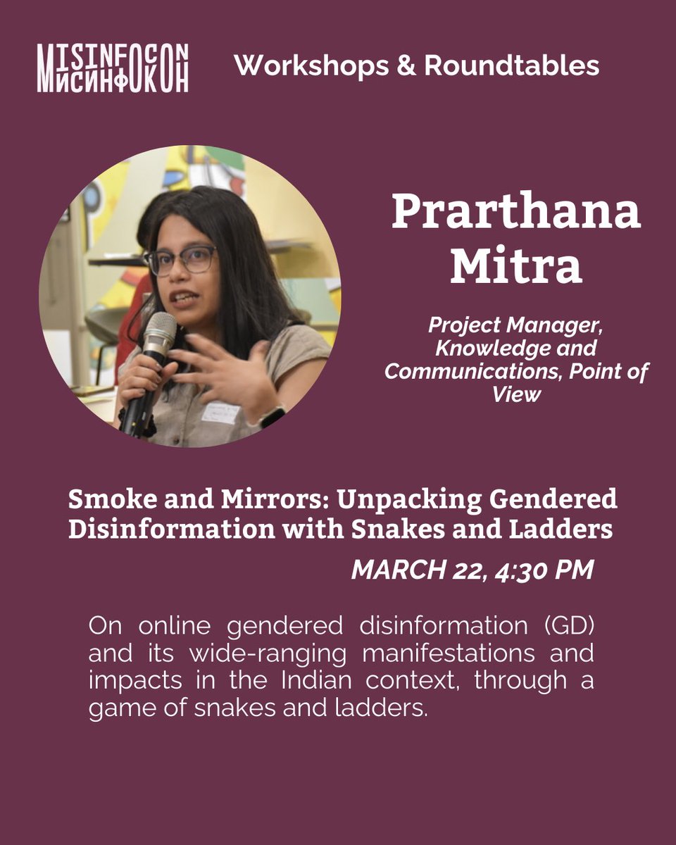 tattlemade's tweet photo. Sneak-peak into the workshops at #MisinfoCon 2025!
Catch Prarthana Mitra, Project Manager, @povmumbai, talk about Smoke and Mirrors: Unpacking Gendered Disinformation with Snakes and Ladders.
Register now!
https://t.co/Ydt35expmc
#Gender #Disinformation #Communication https://t.co/47ewI1fdr5