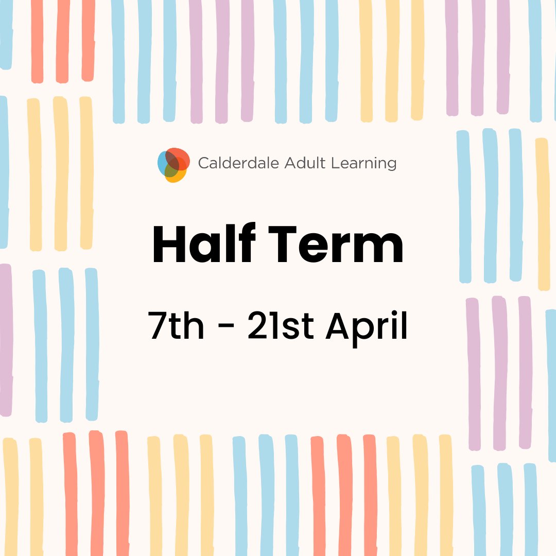 LearningCAL's tweet image. We are now closed for two weeks for Easter half term! Classes will start again on Tuesday 22nd April. 
The Learner Support Team will be available on 01422 392820 or cyps.cal@calderdale.gov.uk if you have any questions between 9am-4pm Monday-Thursday and 9am-2pm Friday