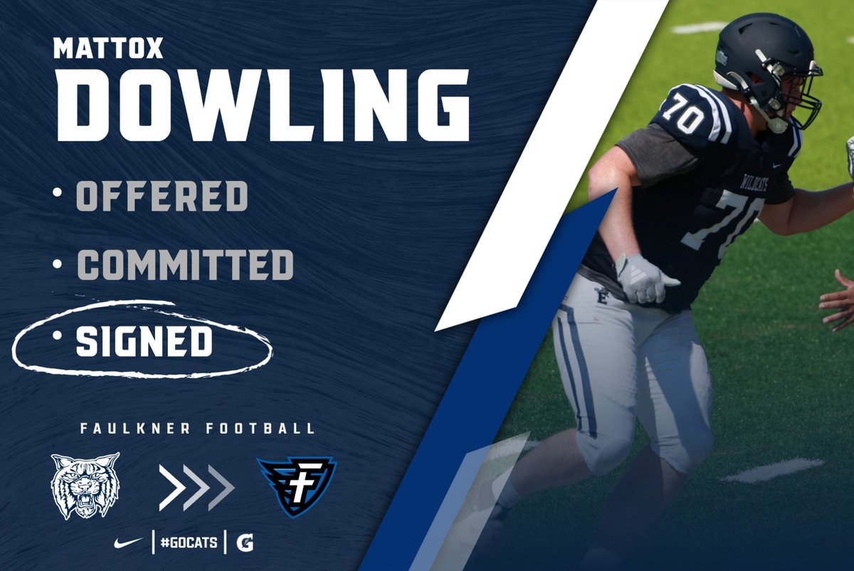 Congratulations to Mattox Dowling on signing today to continue his academic &amp; athletic career with the Faulkner Eagles! | #GoCats | #GoEagles