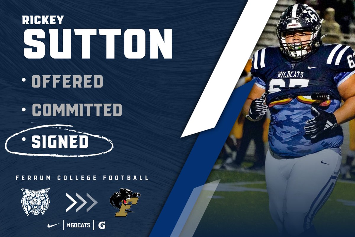 Congratulations to Rickey Sutton on signing today to continue his academic &amp; athletic career with the Ferrum Panthers! | #GoCats | #GoPanthers