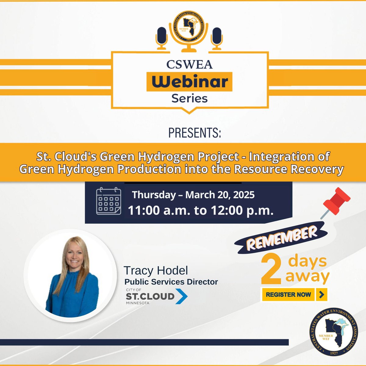 Want to learn how St. Cloud is leading the way in green hydrogen innovation? Join our exclusive webinar featuring Tracy Hodel, where she’ll discuss how green hydrogen production is transforming resource recovery. 

🔗 Sign up here: register.gotowebinar.com/register/37334…