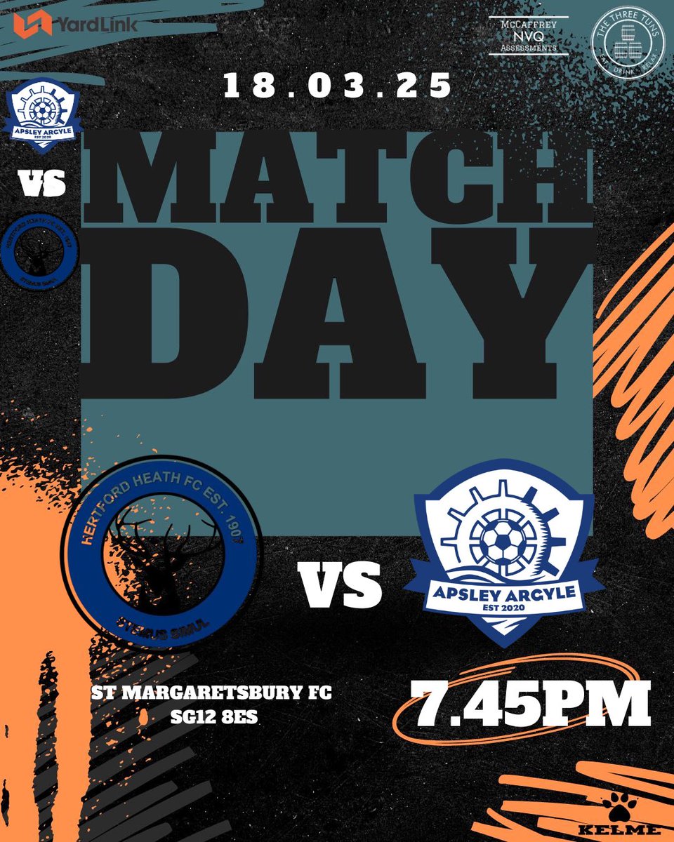ApsleyFC's tweet image. 🔵⚽️ MATCH DAY ⚽️🔵

We travel to Hertford Heath this evening!

🆚 @HertfordHeathFC 
📍 St Margaretsbury FC, SG12 8ES
⏰ 7.45pm
🎟️ Free

#UptheArgyle