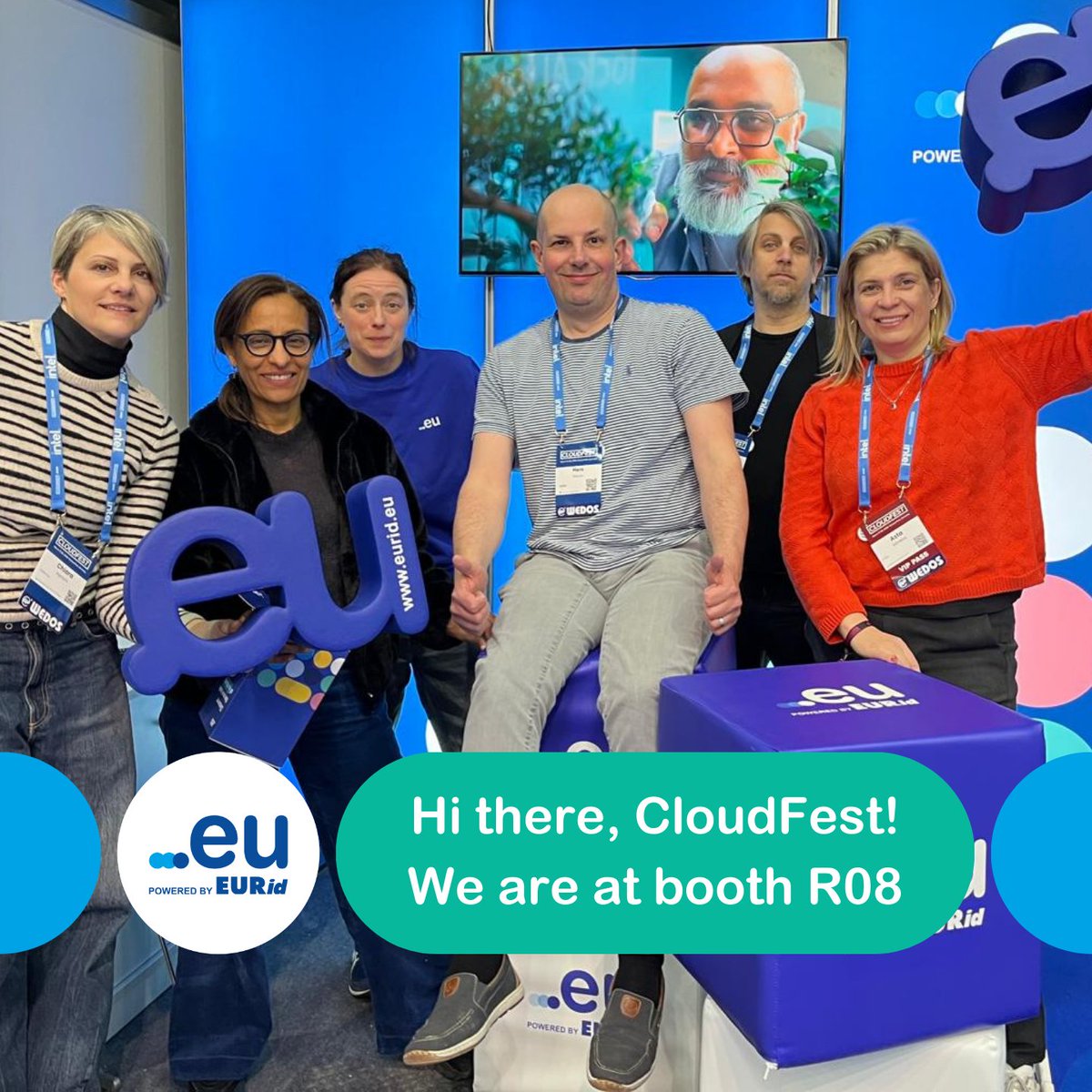 EUregistry's tweet photo. First morning of @cloudfest 2025 and we are buzzing from the energy and great mood of the people, peers and industry friends we met โจ #doteu #domainnames @denic_de @Arubait @DonDominio https://t.co/0zGbqEjxU1
