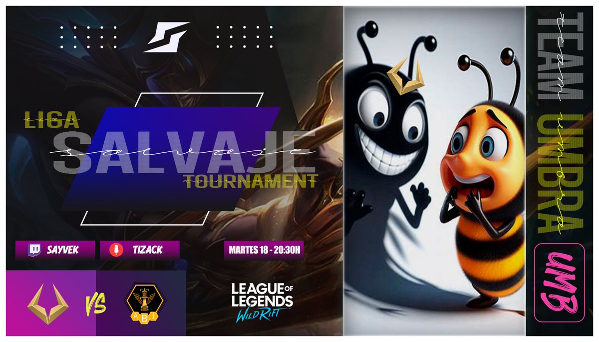 S0LEVN's tweet photo. ♦️ MATCHDAY Liga Salvaje ♦️
5ta Jornada @SomosLaTormenta
Invadimos la Colmena 🍯🐝
🏆 #TeamUmbra 🆚 #LasAbejotas
🗓️ Hoy
⏰ 20:30 🇪🇸
⏰ 14:30 🇨🇴🇵🇪
⏰ 15:30 🇧🇴
⏰ 16:30 🇦🇷🇨🇱🇧🇷🇺🇾
🔽🔽🔽
📺 @Sayvek
🎤 @Tizack10
🔗 https://t.co/yI712lz3l5
🔼🔼🔼
#WildRift #WildriftES #WildriftLatam https://t.co/MKM3FuzWsw