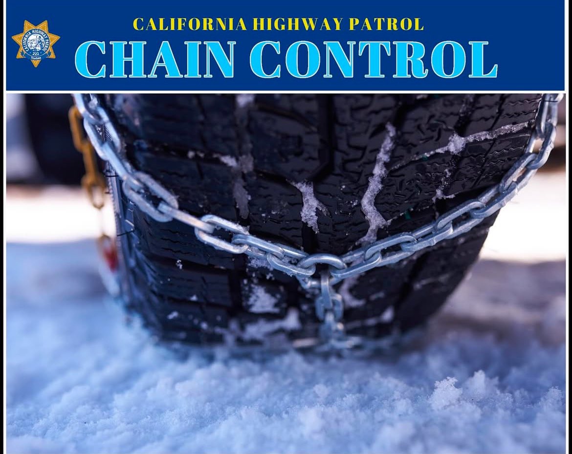 Chain control State Route 108 east of Long Barn. Roads are icy this morning. Drive with caution.