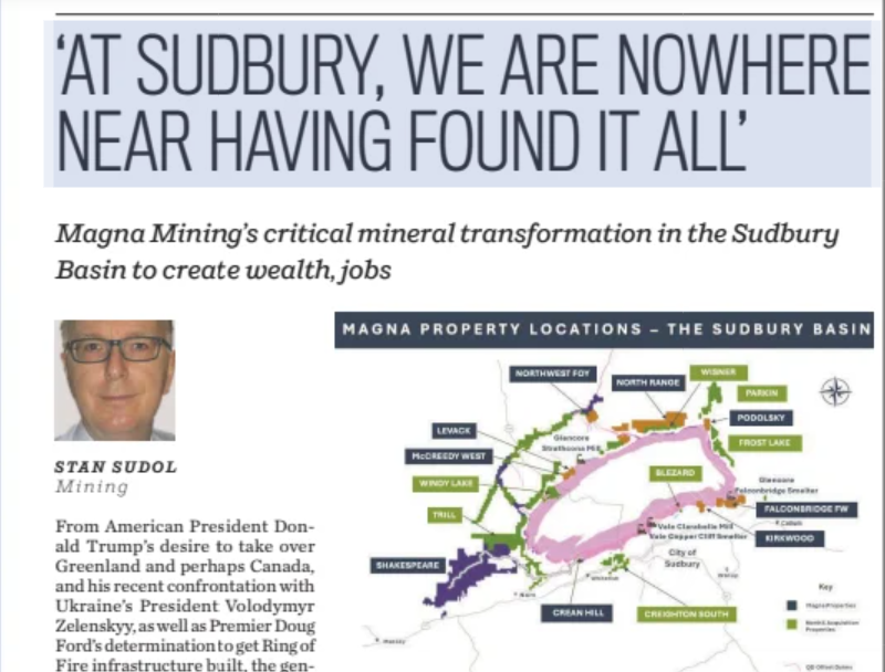 shorturl.at/ha5XS My latest essay in the Sudbury Star about Magna Mining. They used a quote from mining legend Gord Morrison for the title. Throughout his career in the Sudbury Basin, he and his exploration teams have found 16 major discoveries . Their total value using