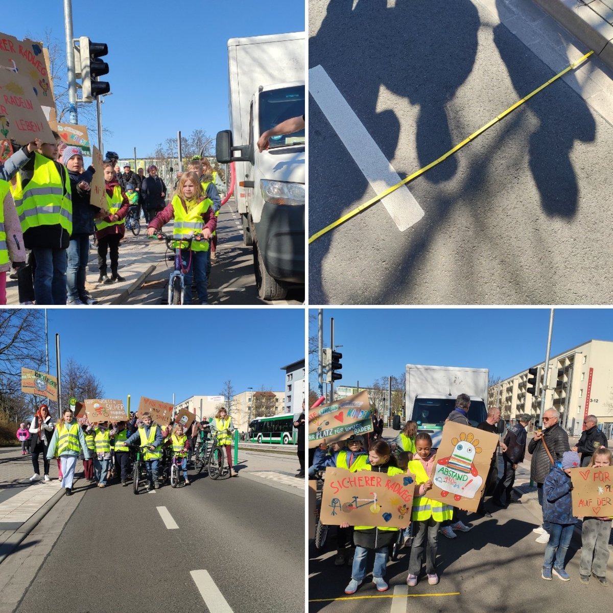 Kinder des Hortes der Grundschule Börde MD demonstrieren heute mit Anwohner*innen und Vertretern von <a href="/ADFC_MD/">ADFC Magdeburg</a> und <a href="/FamilienhausMD/">Familienhaus MD</a> gegen einen viel zu engen Fahrradstreifen . Autofahrer*innen missachten den Sicherheitsabstand und gefährden massiv Radfahrer*innen. 
#Rehbaumkonzept