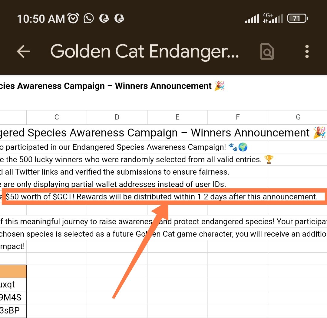 dhanny_doris's tweet photo. @WildGoldenCat What is the Delay of the Species Awareness Campaign  Rewards 📌📌📌 ... More Than 4days now and Golden Cat you haven't distributed the rewards out to the announced Winners🔥🔥. 

Note: this is a reminder message , and expect a feedback https://t.co/NmsJ9EgqcW