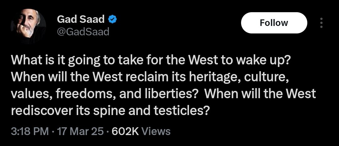TheOfficial1984's tweet photo. 🚨BREAKING🚨@GADSAAD has just called for the expulsion of the jews. https://t.co/TU1AXQnWa0