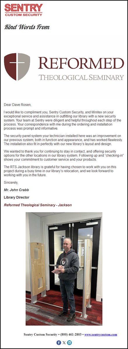 SentryCustom's tweet photo. Kind Words From Reformed Theological Seminary - Jackson Library (@ReformTheoSem) About Their Sentry WAM-RT EM  Library System #SentryCustomSecurity #WAMRT #EMLibrarySystem #LibrarySelfCheck #ReformedTheologicalSeminary #JacksonLibrary #Library #KindWords https://t.co/LDmJqGb8Nb https://t.co/e6t8JB9222