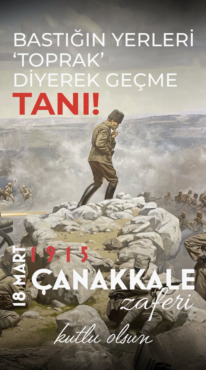 18 Mart Çanakkale Zaferi'nin  110. yıl dönümünde Başkomutanımız Gazi Mustafa Kemal Atatürk, tüm şehit ve gazilerimizi rahmet ve minnetle anıyoruz.

#18Mart1915