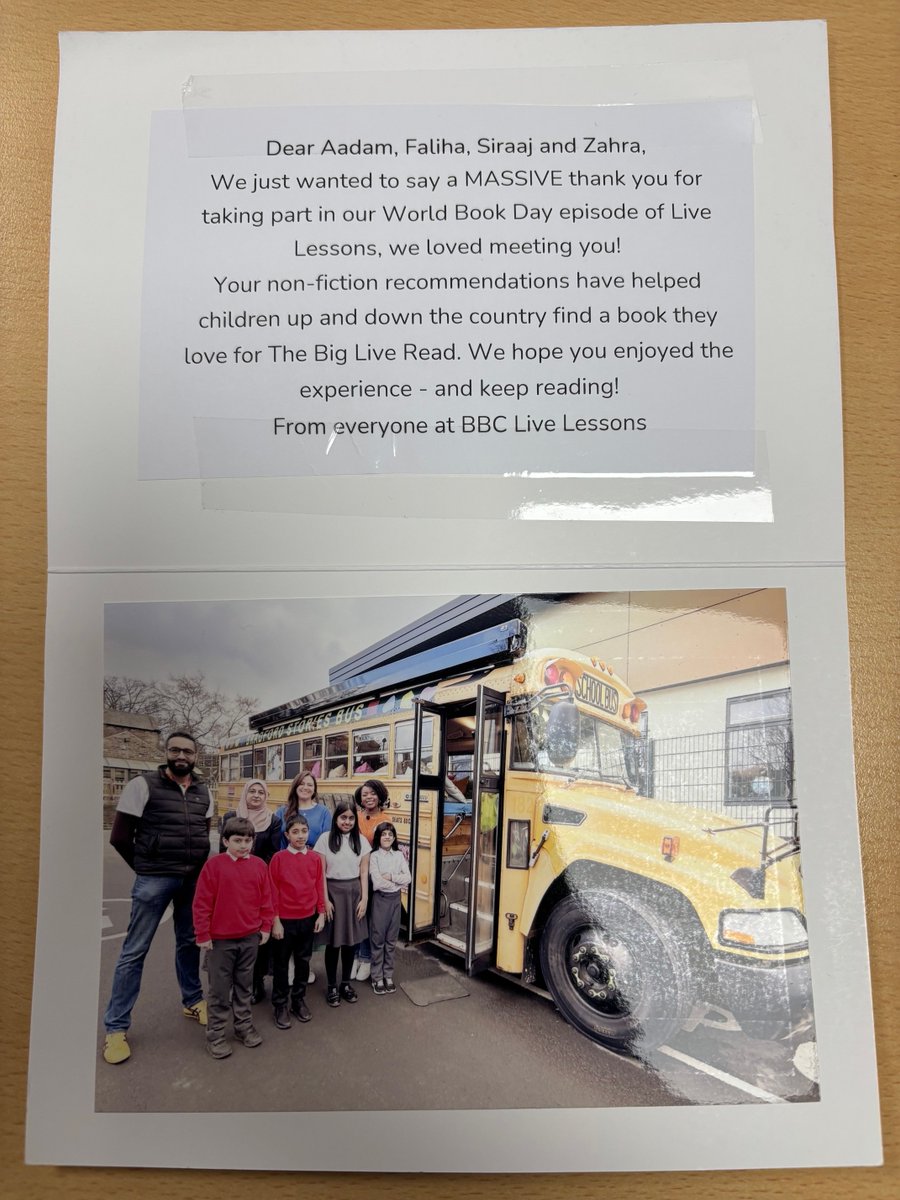 bh_primary's tweet image. We&apos;ve received a wonderful card and message from the BBC following their visit a couple of weeks back. A big thank you to @BBC, we cherished every moment! #BBCLiveLessons #BBCTeach