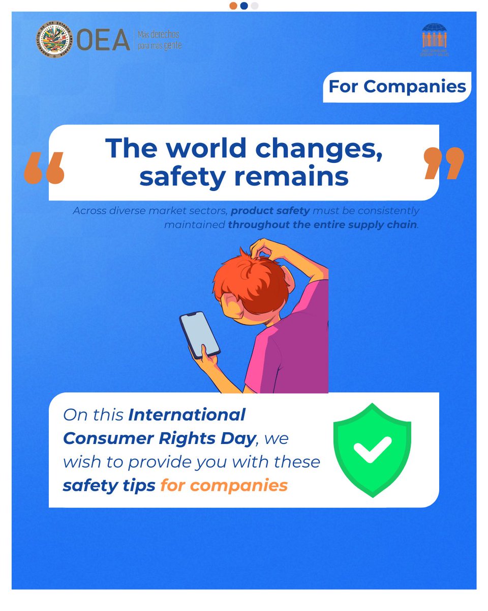 rcss_oea's tweet image. The safety of your products is your responsibility💼 

On #InternationalConsumerDay, we remind you of the keys to offering safe products and complying with regulations. #ConsumerSafety #SafeConsumer #SafeProducts