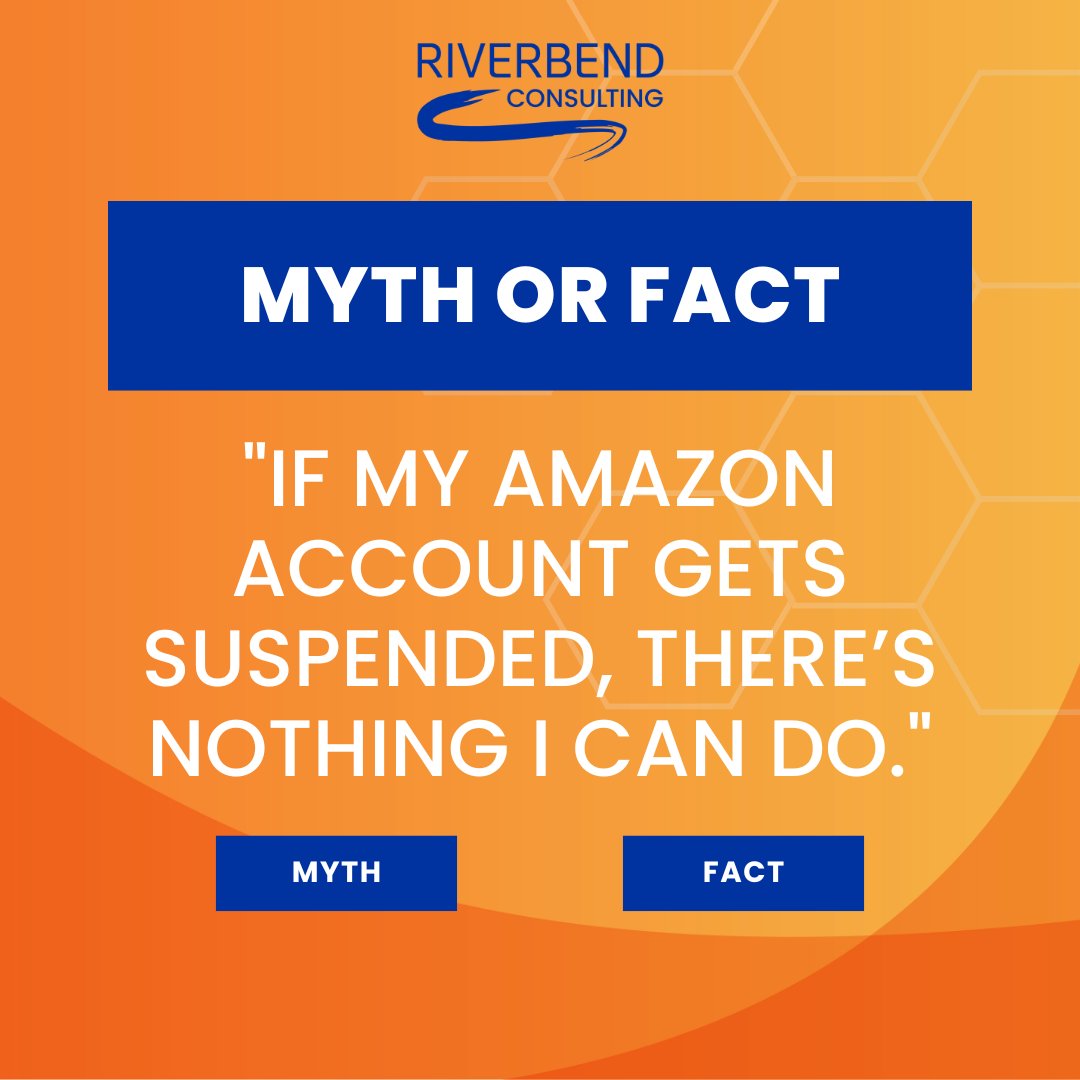 RiverbendConsul's tweet image. It&apos;s Debunking Day, so let&apos;s debunk an Amazon myth!

🚫 Myth: Suspensions are permanent.  

✅ Fact: Riverbend reinstates 400+ accounts &amp;amp; ASINs monthly. Don’t panic—talk to an expert &amp;amp; get back to selling! 💪  

#DebunkingDay #AmazonSellers #FBAHelp
