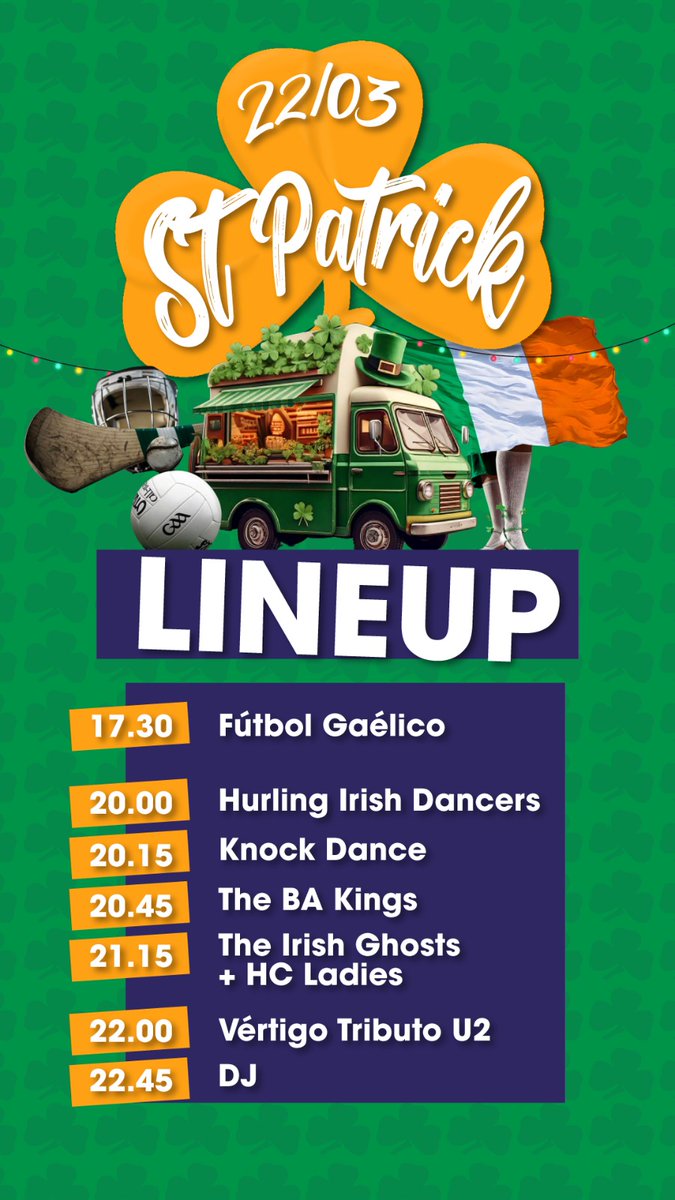 HC_Gaelico's tweet image. ☘️ St. Patrick’s Day ☘️ 

Este sábado 22/3 están todos invitados a festejar #SanPatricio en @HurlingClubArg.

Disfruta de una noche llena de diversión, música irlandesa, y buena compañía.  

📅 Fecha: Sábado, 22 de marzo 

#IrlandaEnArgentina #Argentina #Irlanda
#Hurling #Verde