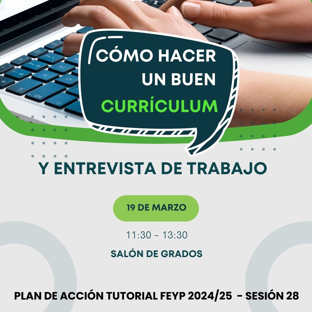 Mañana miércoles, 19 de marzo de 11:30 a 13:00 tenemos un taller sobre cómo hacer un buen currículum y entrevista de trabajo con <a href="/SepyeUEx/">Servicio de Prácticas y Empleo UEx</a>