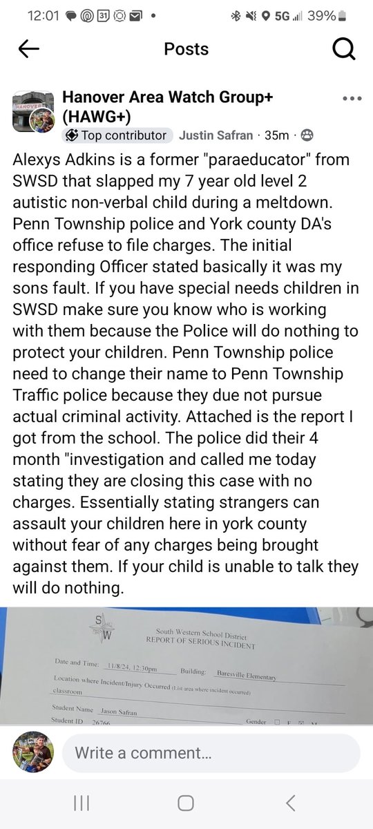 Can someone please our sweet, loving, non-verbal, 7 year old, little boy? Because he cannot speak, there is no justice. For this to happen is unfathomable. What's going on that our system is so broken that my 7 year old grandson isn't protected but then no justice?