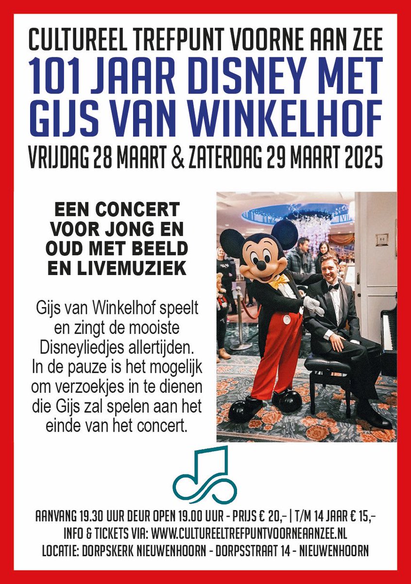 GijsVWinkelhof's tweet photo. For the Dutch Disney fans: 101 Years of Disney with Gijs van Winkelhof in concert!

Mis het niet en bestel je tickets hier: https://t.co/OFuQ6hY3IH https://t.co/6heucL6qxs