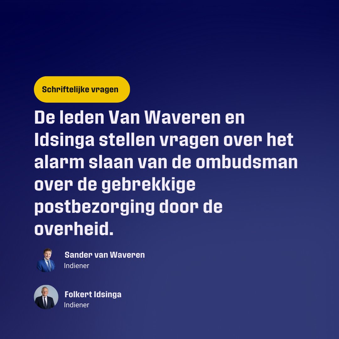 Als je post van de overheid niet bezorgd wordt, mag je daar niet het slachtoffer van worden. 
Goed dat @nat_ombudsman dit probleem in beeld bracht. 
Daarom kamervragen, samen met <a href="/FolkertIdsinga/">Folkert Idsinga</a>.