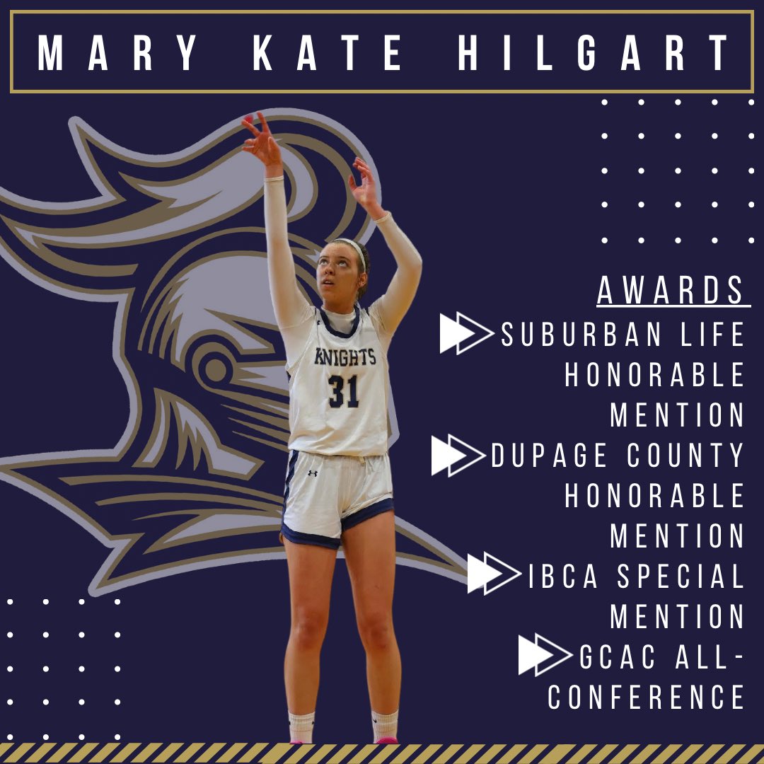 Congratulations to Mary Kate Hilgart for earning DuPage County &amp; Suburban Life Honorable Mention, IBCA Special Mention, and GCAC All-Conference!