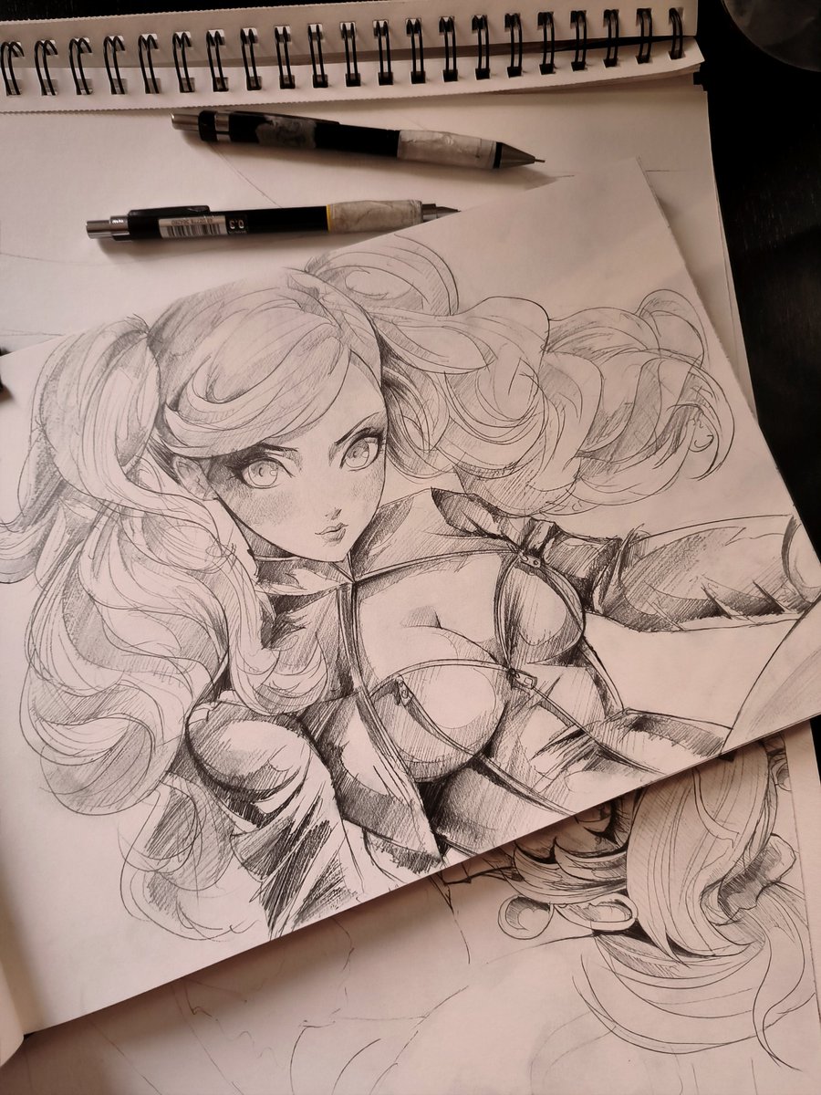 ThibVigneron's tweet photo. Ann Takamaki, l'un des personnages les plus emblématiques de Persona 5. J'ai voulu capturer son énergie et sa présence avec ce travail en noir et blanc, en jouant sur les contrastes et le dynamisme des lignes.

#Dessin #Persona5 #CharacterArt #Artiste #Illustration https://t.co/UvOYKYVuYa