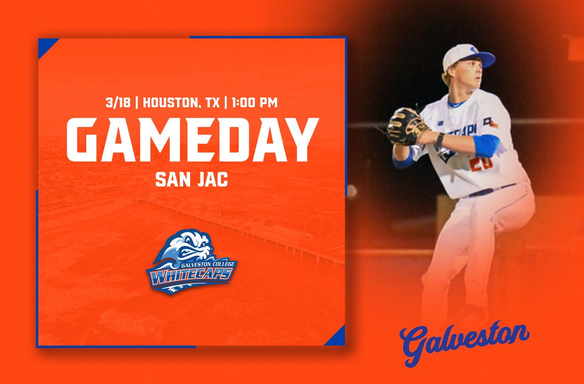 Galveston College Baseball (@whitecapbseball) on Twitter photo Headed to H-town for a Tuesday Conference matinee!
- vs. <a href="/SJRaven_BB/">San Jacinto College Baseball</a>
- 📍 Houston, TX
- 🕦: 1:00 PM
- 🖥️: <a href="/TSBNSports/">TSBN Sports</a>
- 📈: <a href="/GetGameChanger/">GameChanger</a>
- Link: tsbnsports.com/galveston-vs-s…
#GoCaps | #IslandBoys Headed to H-town for a Tuesday Conference matinee!
- vs. <a href="/SJRaven_BB/">San Jacinto College Baseball</a>
- 📍 Houston, TX
- 🕦: 1:00 PM
- 🖥️: <a href="/TSBNSports/">TSBN Sports</a>
- 📈: <a href="/GetGameChanger/">GameChanger</a>
- Link: tsbnsports.com/galveston-vs-s…
#GoCaps | #IslandBoys
