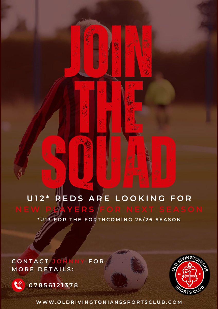 Our current u12s are looking for players for 25/26 season. Contact details below 🔴⚫