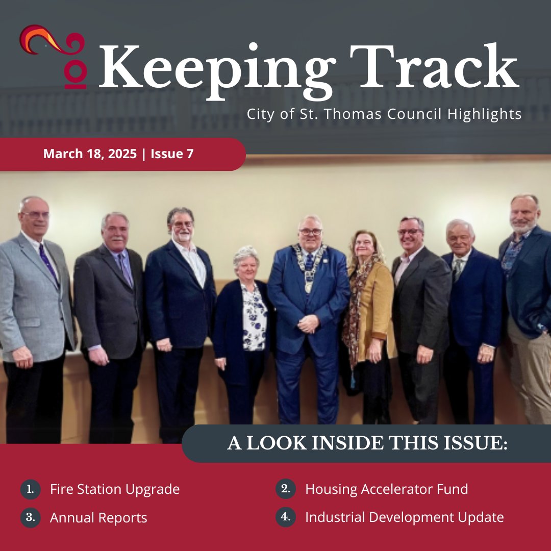 The newest edition of Keeping Track: City of St. Thomas Council Highlights is now available! 

To view previous editions, visit: stthomas.ca/keepingtrack

#TheRailwayCity