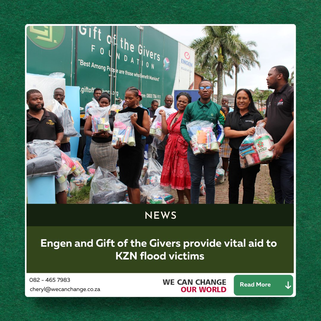 WeCanChangeSA's tweet photo. Engen and Gift of the Givers provide vital aid to KZN flood victims.
Explore the full article here:
https://t.co/N8E0pIiIqo

#WeCanChangeOurWorld #Growth #EngenCares #GiftOfTheGivers #FloodRelief #CommunitySupport #KZNFloods #DisasterResponse #StrongerTogether #HumanitarianAid https://t.co/8RtnrF3mMs