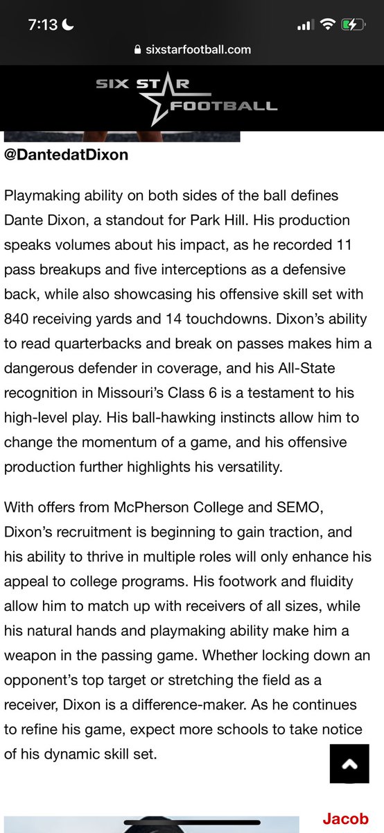 Dante A Dixon (@dantedatdixon) on Twitter photo Thank you <a href="/6starfootballMO/">Six Star Football | MISSOURI</a> for the good write up!
<a href="/CoachAndySims/">Coach Sims</a> <a href="/PrepsKC/">PrepsKC</a> <a href="/JPRockMO/">JP Rock</a> Thank you <a href="/6starfootballMO/">Six Star Football | MISSOURI</a> for the good write up!
<a href="/CoachAndySims/">Coach Sims</a> <a href="/PrepsKC/">PrepsKC</a> <a href="/JPRockMO/">JP Rock</a>