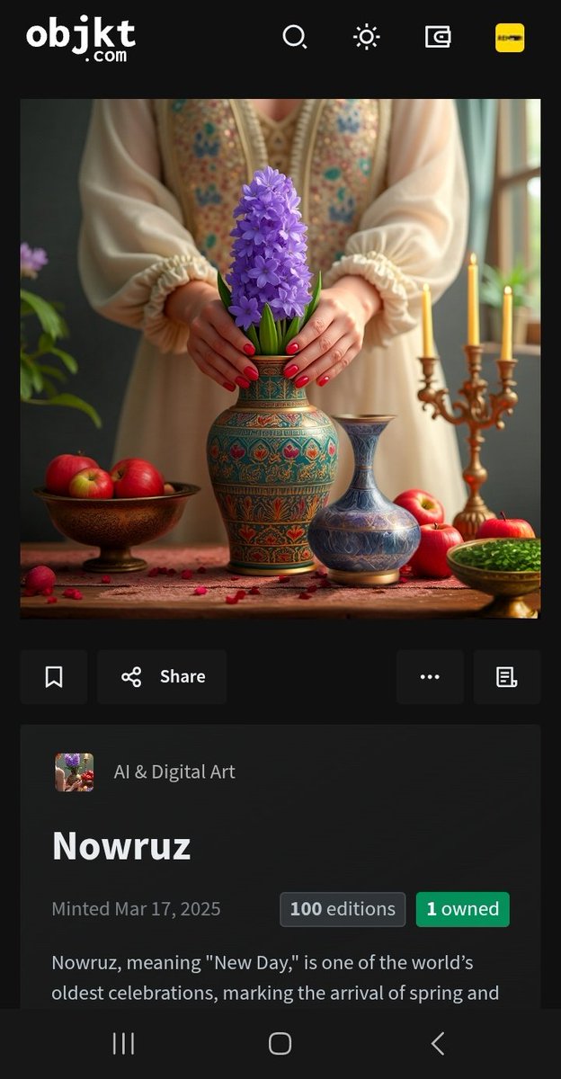Remartnft's tweet photo. ๐ Nowruz Gift ๐
I just noticed that I've received this wonderful gift as (Eyedi) from @Mrzi_ojaqi. Thank you so much for your generosity. I'm so glad to have this beautiful piece in my collection
#nftcommunity #nft_shill #remart #Nowruz https://t.co/EahIgdXe94
