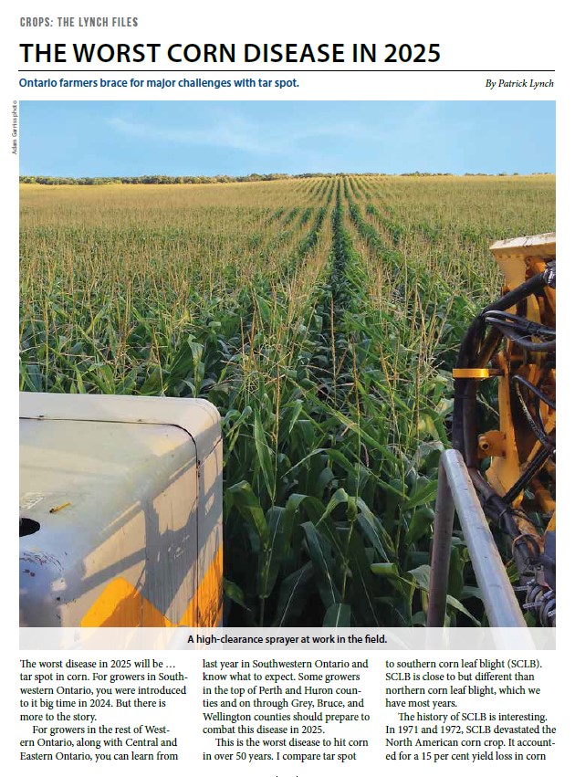 Better Farming | It's Farming. And It's Better. (@betterfarmingon) on Twitter photo Are you prepared for tar spot in corn this year?
Did you read Patrick Lynch's column in the March magazine?
"The worst disease in 2025 will be ... tar spot. For growers in Southwestern Ontario, you were introduced to it big time in 2024."
betterfarming.com/flippingbook/b… Are you prepared for tar spot in corn this year?
Did you read Patrick Lynch's column in the March magazine?
"The worst disease in 2025 will be ... tar spot. For growers in Southwestern Ontario, you were introduced to it big time in 2024."
betterfarming.com/flippingbook/b…