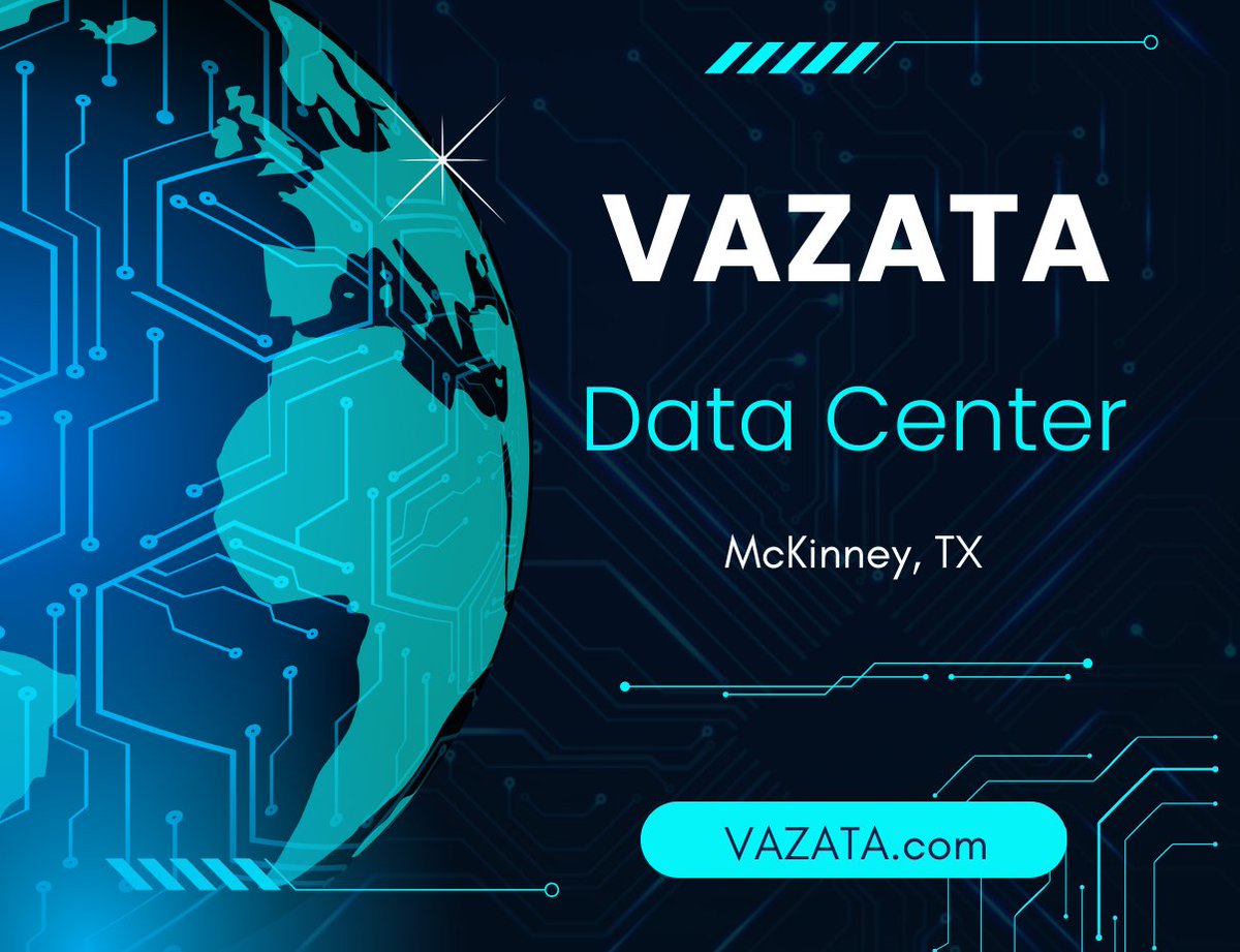 VAZATA's tweet photo. Looking for a reliable data center in McKinney? VAZATA offers advanced security features and 24/7 support to keep your business running smoothly. 
https://t.co/NlD8l2bFCr
#DataAnalytics #DisasterRecovery #DataCenter https://t.co/06Jy80w9bF