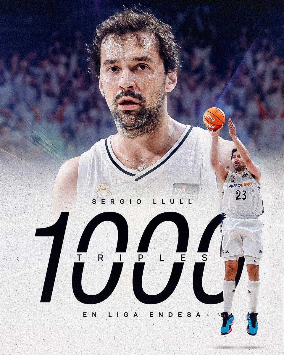 ¡1️⃣0️⃣0️⃣0️⃣ triples en Liga!
<a href="/23Llull/">Sergio Llull</a> x <a href="/RMBaloncesto/">Real Madrid Basket</a>