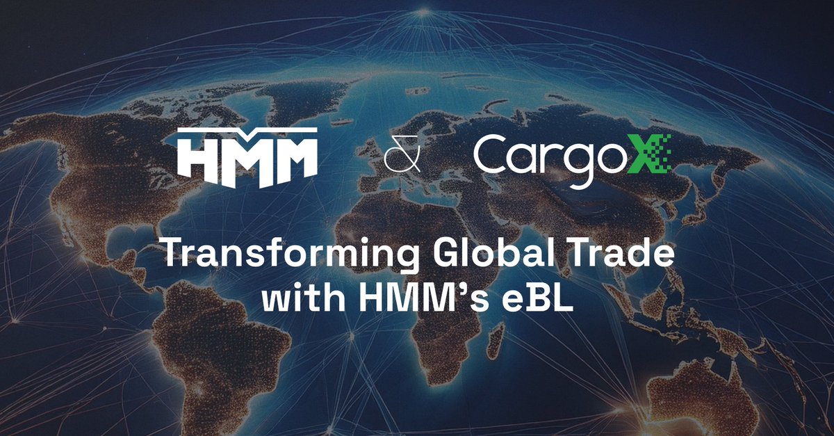 🚢 In global trade, speed, security &amp; efficiency are key!
HMM + CargoX revolutionize shipping with eBL:
✅ Fast – Docs exchanged in minutes
🔒 Secure – Blockchain-protected
📈 Efficient – Cuts admin &amp; costs
Go digital now!  bit.ly/hmm-ebl  #eBL #Logistics