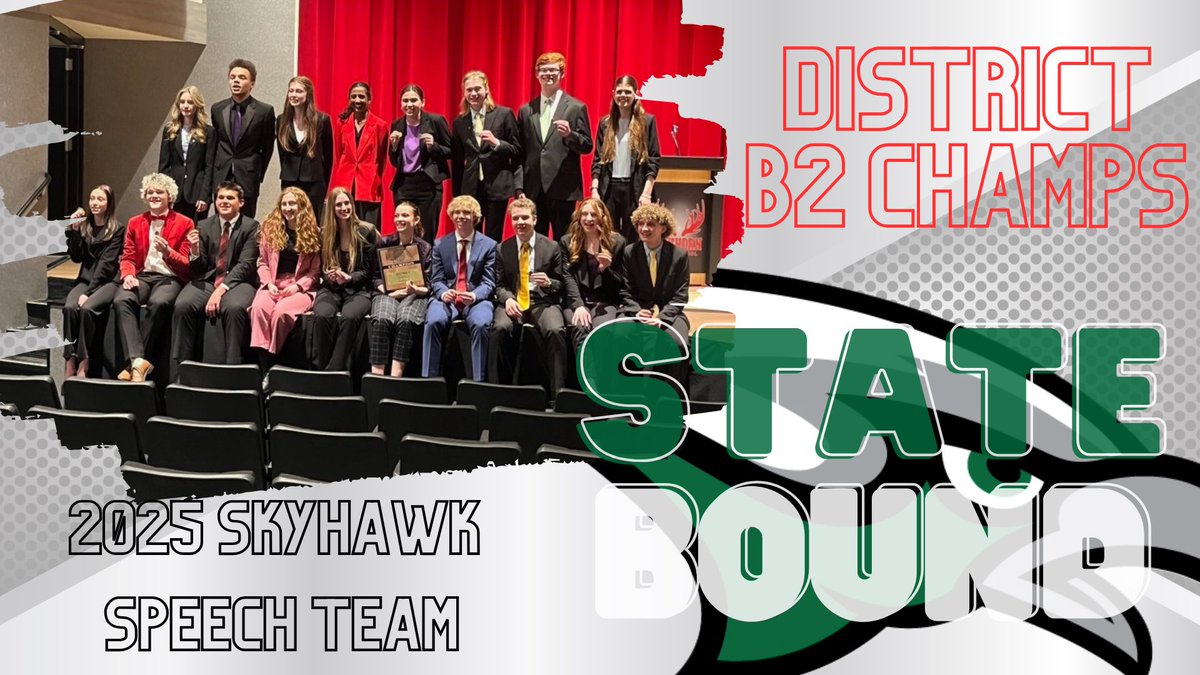 SkyHawk speech team qualified 1️⃣9️⃣ events for the State Speech meet (starting next Wednesday in Kearney). 

Great job, SkyHawks!!!!