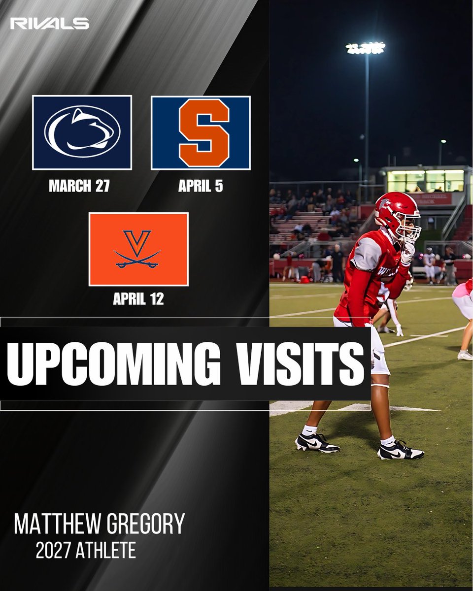 In-state WR Matthew Gregory has a trio of visits set including Penn State

DETAILS ➡️ tinyl.io/CBYk