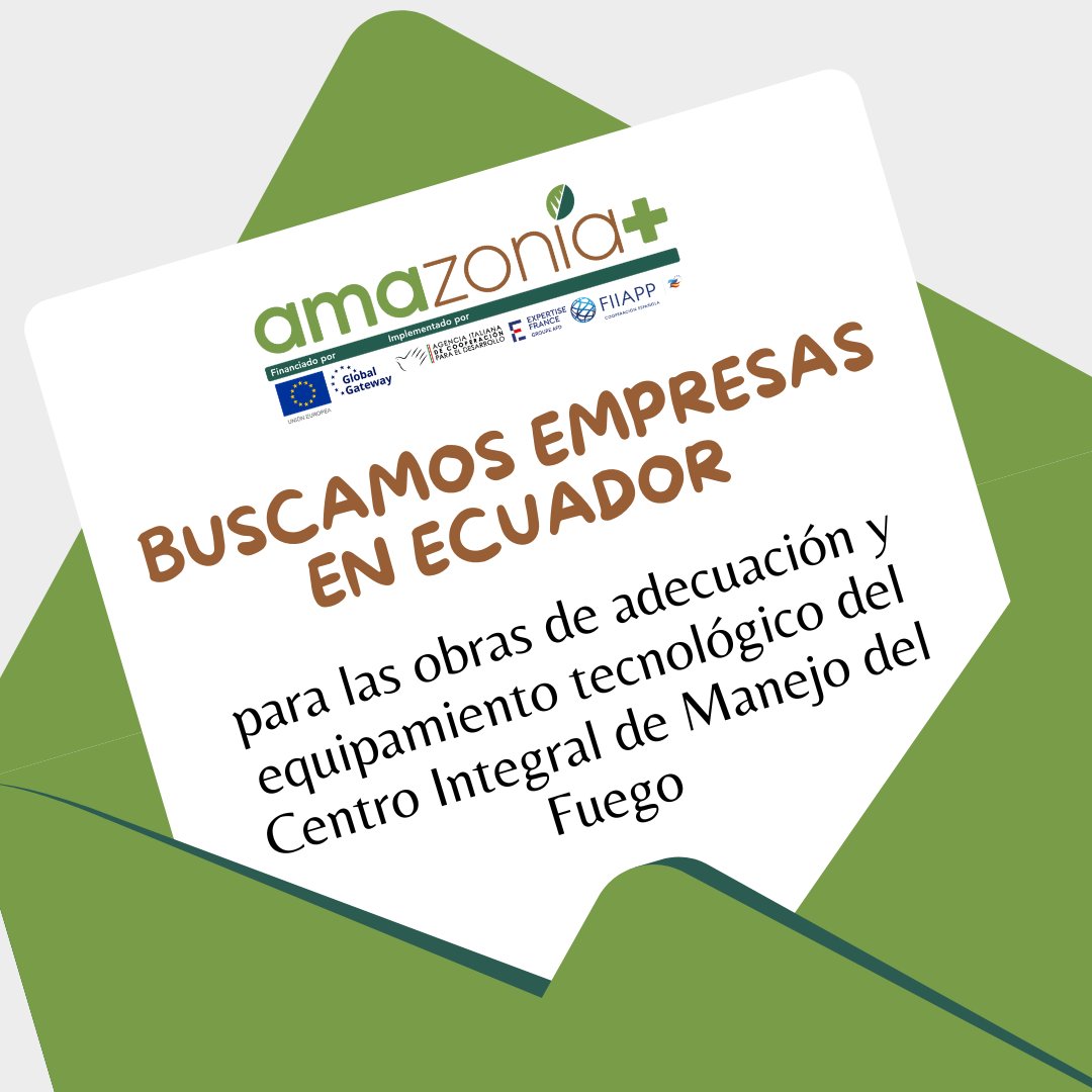 📢 Licitación abierta para la adecuación y equipamiento tecnológico de Manejo del Fuego en San Miguel de Ibarra 🇪🇨, dentro del programa Amazonía+ 🇪🇺.
📅 Plazo: 14/04/2025 – 17:00 
🔗 Info: shorturl.at/rwgcF

#UE #GlobalGateway #AICS #Ecuador #Amazonia