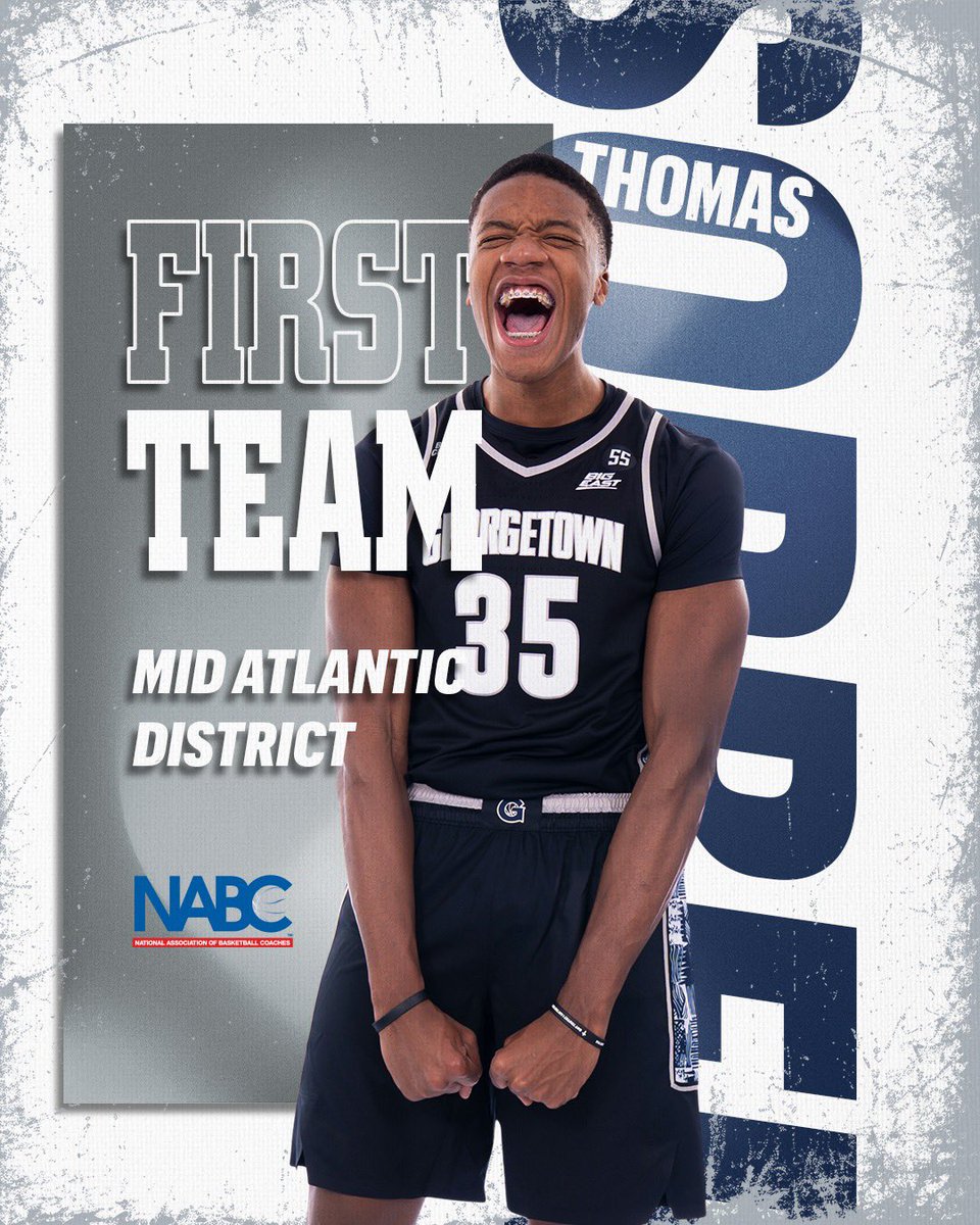 Deserving recognition for the big man 💪 

Tommy earns NABC All-Mid Atlantic District First Team honors

#HoyaSaxa