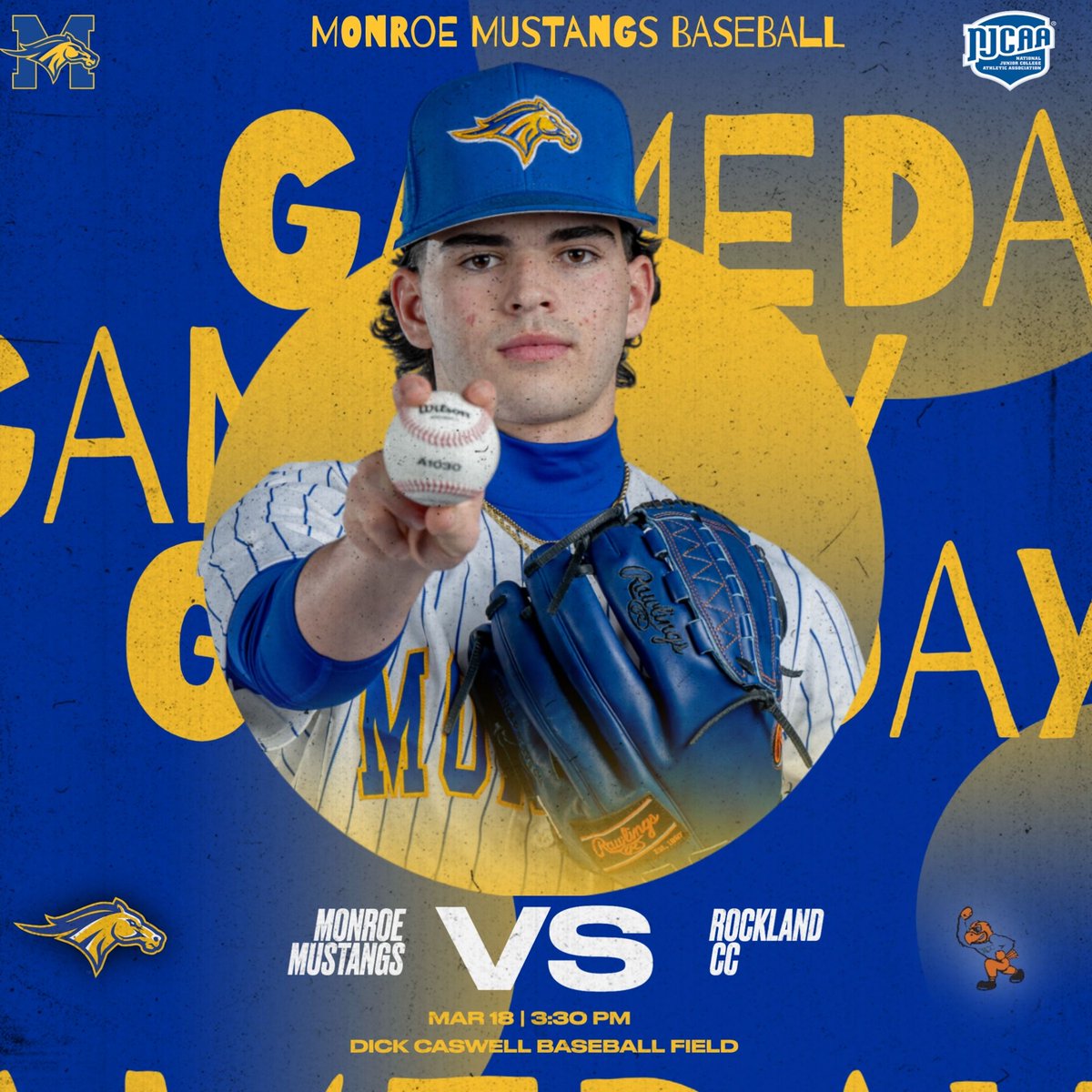 GAMEDAY! 

The Mustangs take on Rockland Community College at Dick Caswell Baseball field at 3:30PM this afternoon!

Follow live:
📺: YouTube.com/MonroeMustangs
📊: MonroeUMustangs.com/BASELiveStats

#GoHereGrowHere
