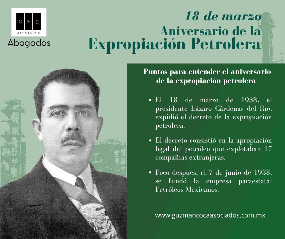 Aniversario 87 de la #ExpropiacionPetrolera expedida por el General Lázaro Cárdenas para mejorar la condición laboral de los empleados de esta industria. #Martes #Mexico #18DeMarzo
