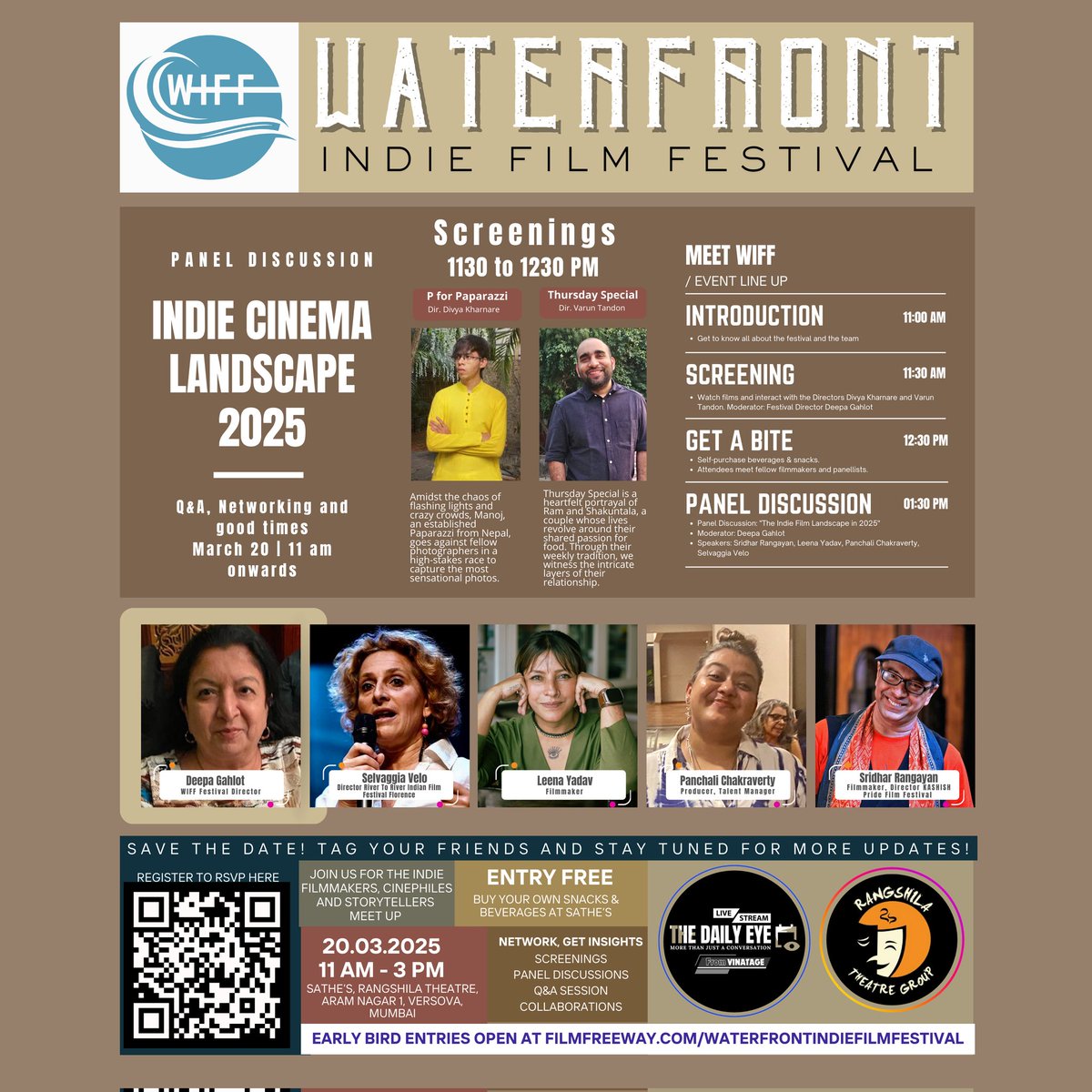 WIFF MUMBAI (@wiffmumbai) on Twitter photo 🎬 Waterfront Indie Film Fest invites you! Join the Indie Filmmakers Networking Event on March 20, Mumbai – screenings, panel, networking!
📍 11 AM - 3 PM | Free entry ☕ | RSVP: forms.gle/c6fyQLe4ej7UWG…
#IndieFilmmakers #FilmNetworking #WaterfrontIndieFilmFest
<a href="/deepagahlot/">Deepa Gahlot</a> 🎬 Waterfront Indie Film Fest invites you! Join the Indie Filmmakers Networking Event on March 20, Mumbai – screenings, panel, networking!
📍 11 AM - 3 PM | Free entry ☕ | RSVP: forms.gle/c6fyQLe4ej7UWG…
#IndieFilmmakers #FilmNetworking #WaterfrontIndieFilmFest
<a href="/deepagahlot/">Deepa Gahlot</a>
