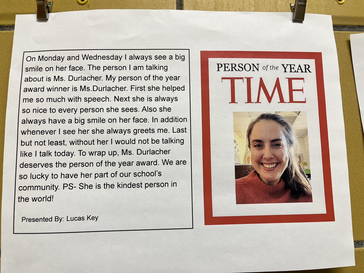 3rd graders selected a Person of the Year to write about and why they deserved the recognition. LOVE seeing SO many GBR staff selected by our students. Every day, we make a difference- even if we don’t see it right away. Our students feel it, and the impact lasts a lifetime! 🐸