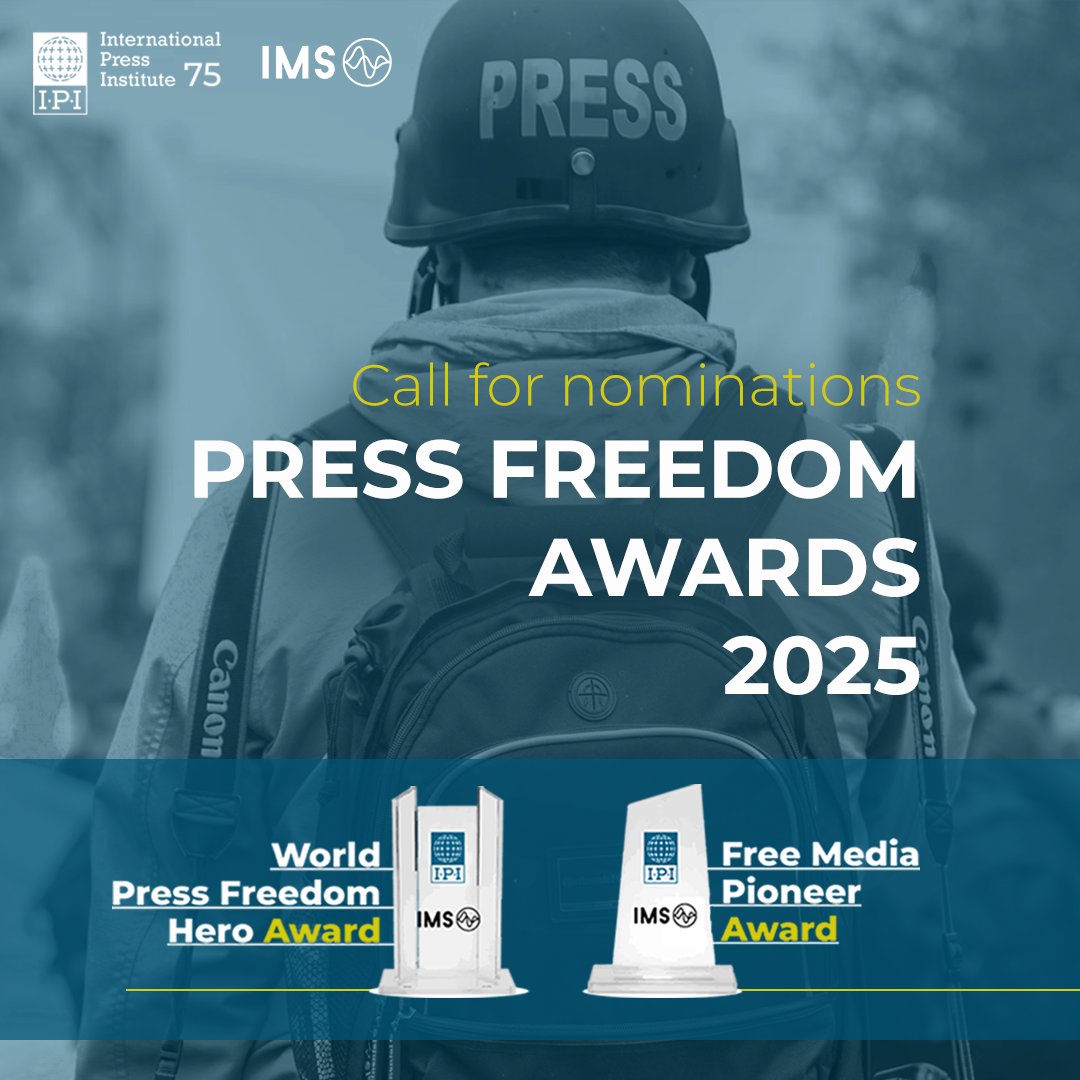 IMS and <a href="/globalfreemedia/">IPI - The Global Network for Independent Media</a> are accepting nominations for this year’s World Press Freedom Hero and Free Media Pioneer awards. Both awards will be presented during IPI’s 2025 World Congress. Nominations are due by 30 April.

Learn more: mediasupport.org/news/call-for-…