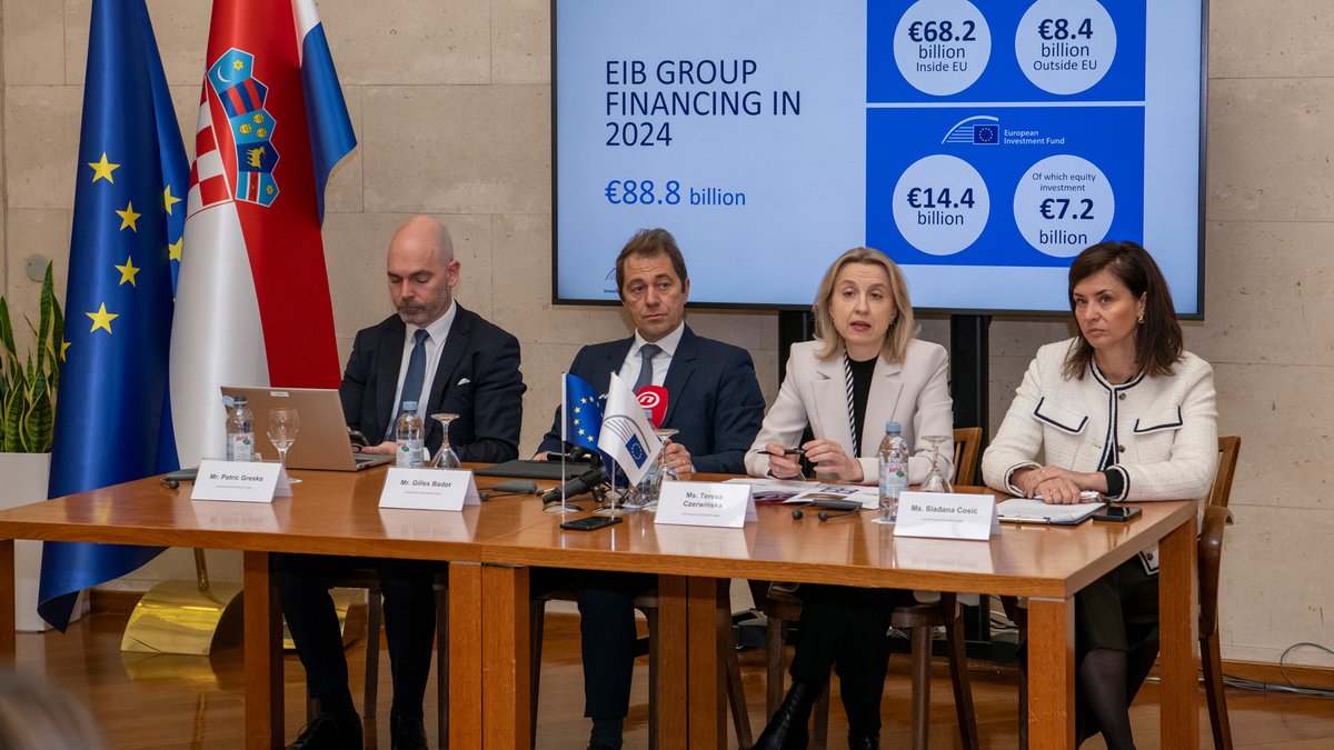 Happy to report <a href="/EIB/">European Investment Bank</a>'s record investment in 🇭🇷!

Together with <a href="/EIF_EU/">European Investment Fund</a>, we contributed 1.24 billion euros in Croatia last year, driving green transport, urban and business projects in support of sustainable growth, economic competitiveness and resilience➡️tinyurl.com/EIBG2024HR